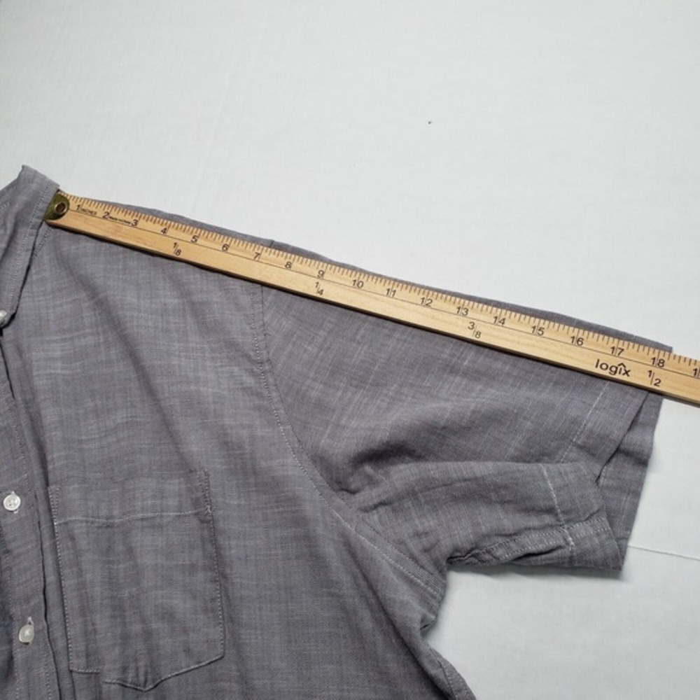 George Button Down Shirt Mens 2XL 50-52 Grey Classic Fit Short Sleeve Casual Dad - Picture 7 of 16